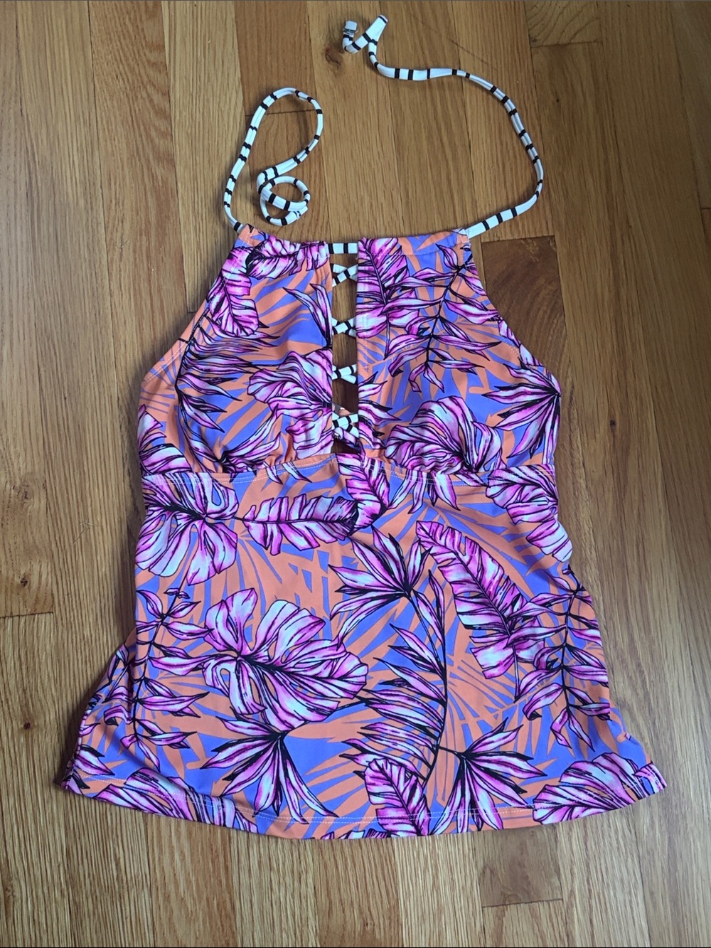 Salt + Cove Purple & Orange Tropical Halter Camisole